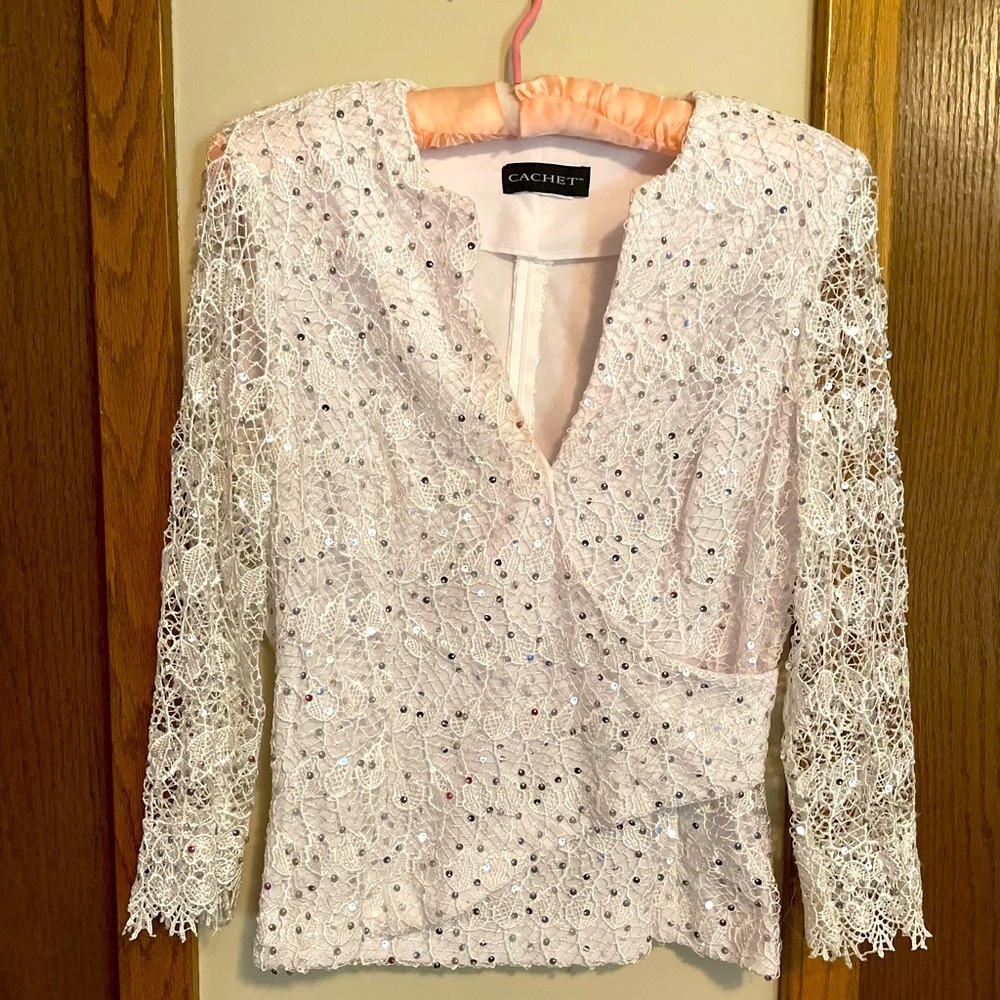 White/sequined formal top.